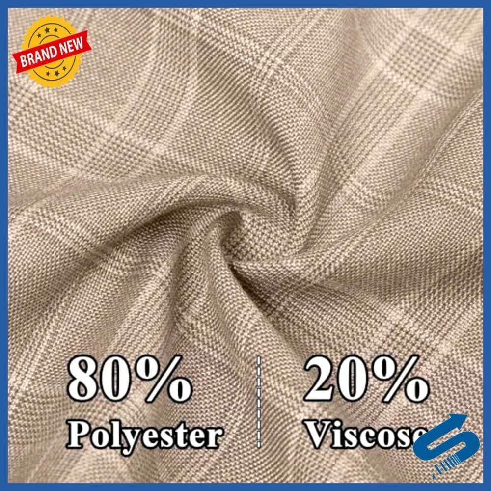 Slim Fit Men's Suit Jacket Plaid Blazer Polyester Viscose Medium